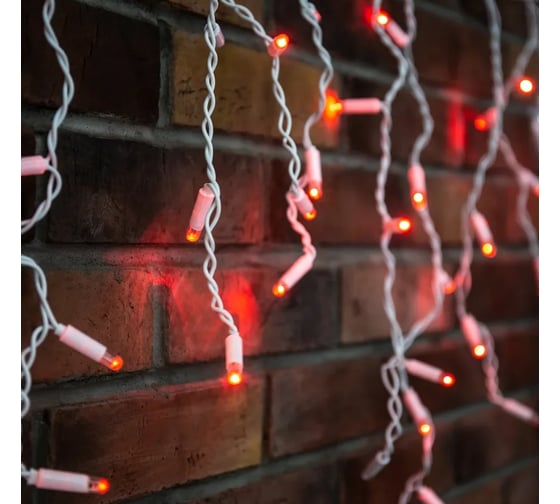 Светодиодная гирлянда NEON-NIGHT Бахрома с эффектом мерцания 4.8х0.6м 176 LED красный 255-162
