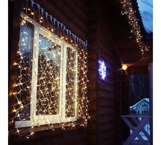 Светодиодная гирлянда NEON-NIGHT Дождь постоянное свечение 2х6м 1140 LED, черн провод жёлтый 235-161