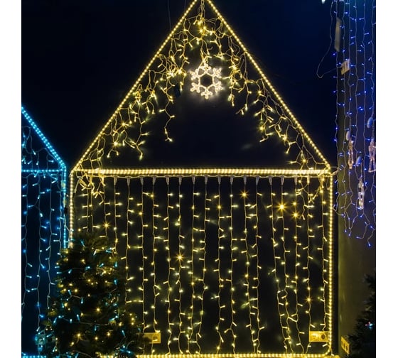 Светодиодная гирлянда NEON-NIGHT Дождь постоянное свечение 2х6м 1140 LED, черн провод жёлтый 235-161