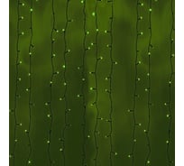 Светодиодная гирлянда NEON-NIGHT Дождь постоянное свечение 2х6м 1140 LED черн провод зелёный 235-164