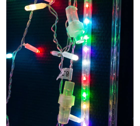 Светодиодная гирлянда NEON-NIGHT Дождь свечение с динамикой 2х3м 600 LED прозр провод RGB 245-319