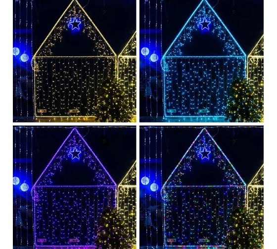 Светодиодная гирлянда NEON-NIGHT Дождь свечение с динамикой 2х3м 600 LED прозр провод RGB 245-319