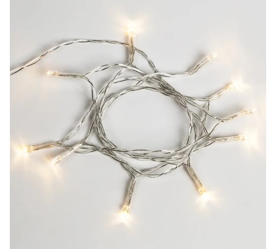 Светодиодная гирлянда NEON-NIGHT Твинкл-Лайт 1.5м 10 LED, прозрачный провод, тёплый-белый 303-072
