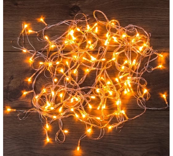 Светодиодная гирлянда-нить Neon-Night 8 режимов, 10м, 100 LED, прозрачный провод, тёплый белый 303-063