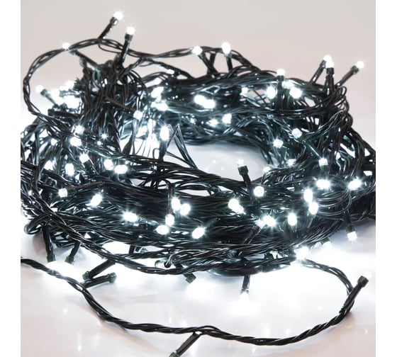 Светодиодная гирлянда-нить Neon-Night 8 реж 20м 160LED тёмно-зелёный провод белый 303-115