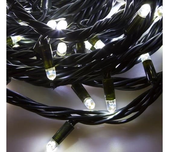 Светодиодная гирлянда NEON-NIGHT Твинкл-Лайт 8 режимов, 20м, 240 LED, черный каучуковый провод, белый 303-325