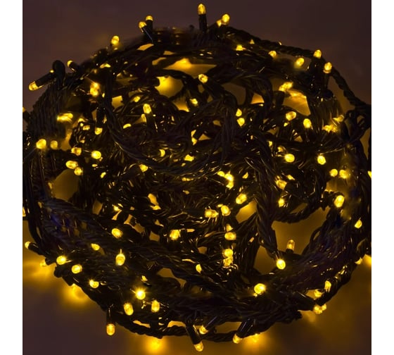 Светодиодная гирлянда-нить Neon-Night 8 режимов, 20м, 240 LED, черный каучуковый провод, жёлтый 303-321