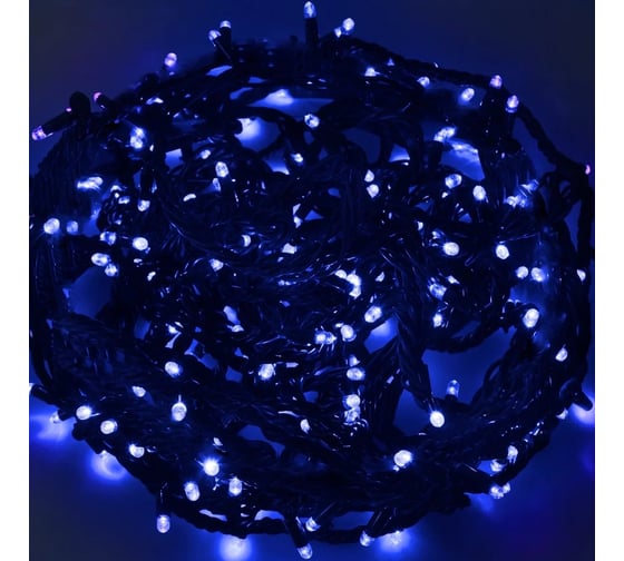 Светодиодная гирлянда NEON-NIGHT Твинкл-Лайт 8 режимов, 20м, 240 LED, черный каучуковый провод, синий 303-323