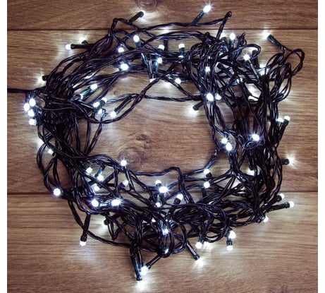 Светодиодная гирлянда NEON-NIGHT Твинкл-Лайт 8 режимов, 10м, 100 LED, тёмно-зеленый, белый 303-103