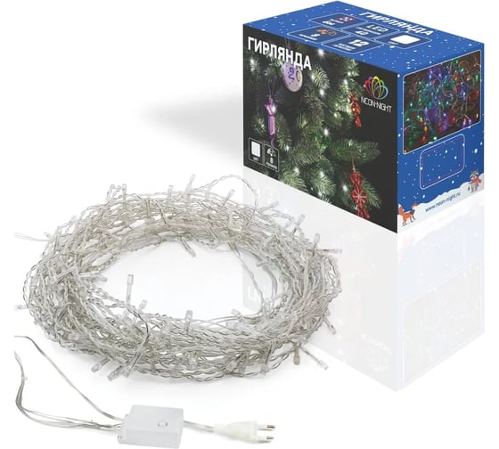 Светодиодная гирлянда-нить Neon-Night 8 режимов, 6м, 40 LED, прозрачный провод, белый 303-175