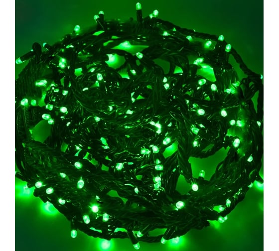 Светодиодная гирлянда NEON-NIGHT Твинкл-Лайт 8 режимов, 20м, 240 LED, черный каучуковый провод, зелёный 303-324