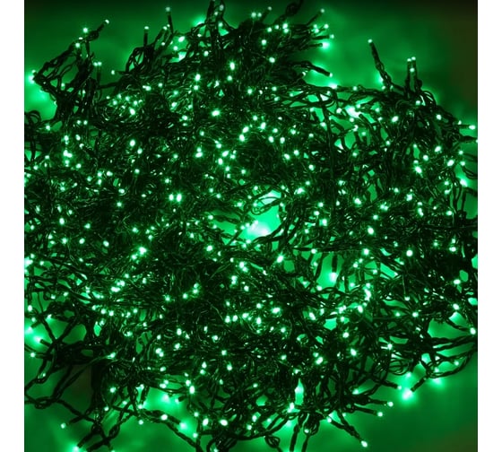 Светодиодная гирлянда NEON-NIGHT КлипЛайт 5 нитей по 20м, 665 LED, на черном проводе, зелёный 323-504