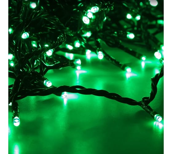 Светодиодная гирлянда NEON-NIGHT КлипЛайт 5 нитей по 20м, 665 LED, на черном проводе, зелёный 323-504