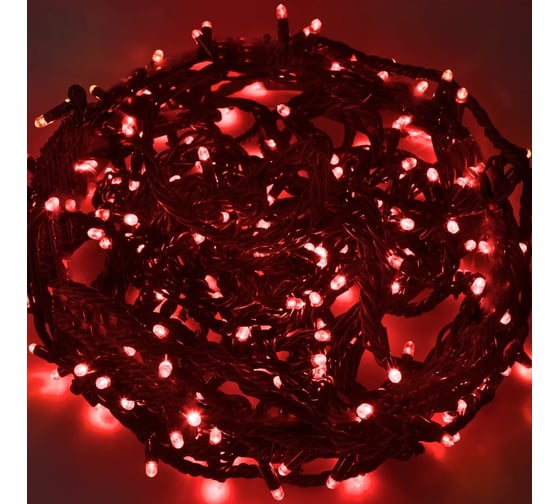 Светодиодная гирлянда NEON-NIGHT Твинкл-Лайт 8 режимов, 20м, 240 LED, черный каучуковый провод, красный 303-322