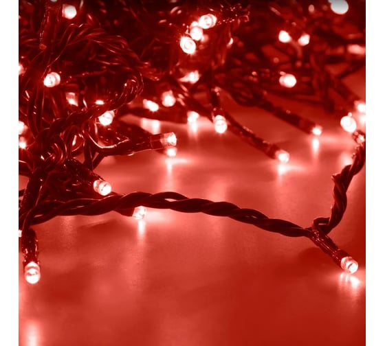 Светодиодная гирлянда NEON-NIGHT КлипЛайт 5 нитей по 20м, 665 LED, на черном проводе, красный 323-502