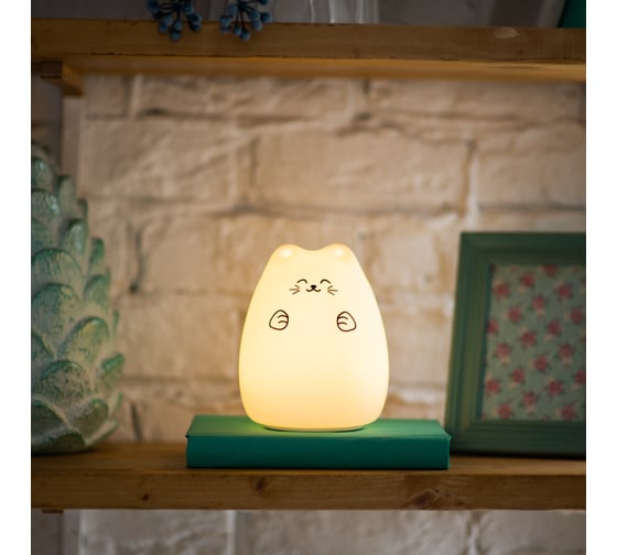 Силиконовый светильник-ночник NEON-NIGHT Котик с USB, цвет свечения: Теплый белый 503-001