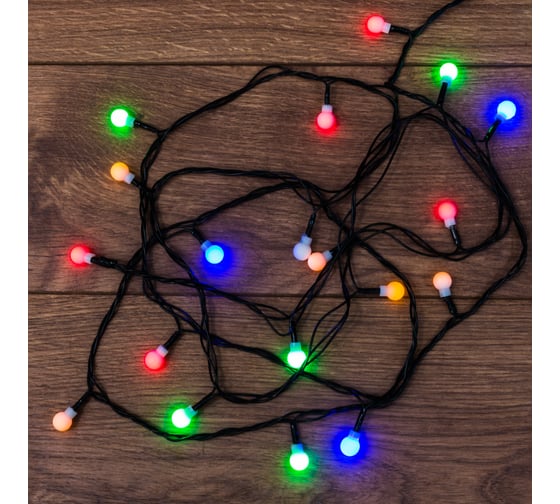 Светодиодная гирлянда NEON-NIGHT Цветные Шарики 8 режимов 2.8м 20 LED мультиколор 303-060