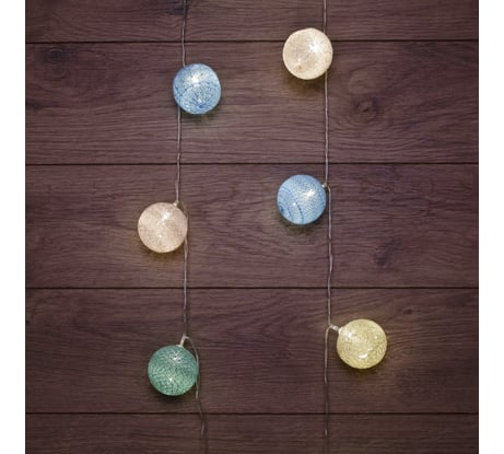 Светодиодная гирлянда-шарики NEON-NIGHT Пудра 1.5м 10 LED, прозрачный провод, тёплый-белый 303-089