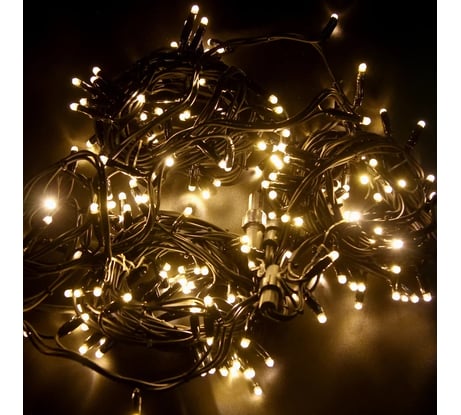 Гирлянда светодиодная Neon-Night Нить 20м 200 LED ТЕПЛЫЙ БЕЛЫЙ черный каучук IP67 эффект мерцания 230В соединяется нужен блок 315-166