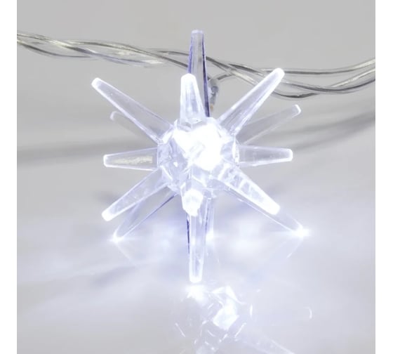 Светодиодная гирлянда NEON-NIGHT Снежинки 8 режимов 2.8м 20 LED, прозрачный провод, белый 303-036