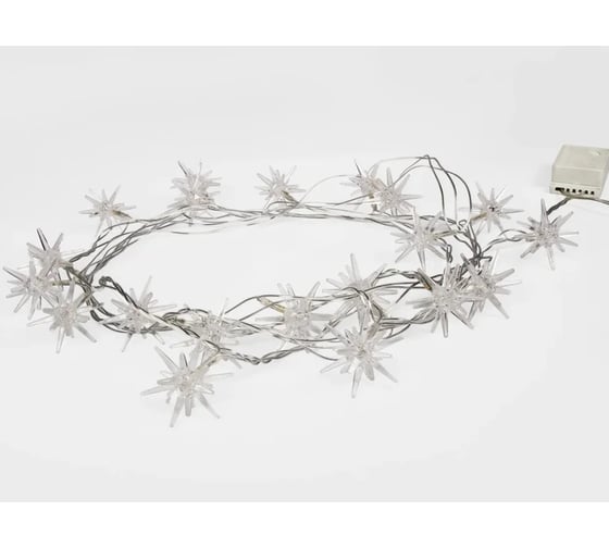 Светодиодная гирлянда NEON-NIGHT Снежинки 8 режимов 2.8м 20 LED, прозрачный провод, белый 303-036