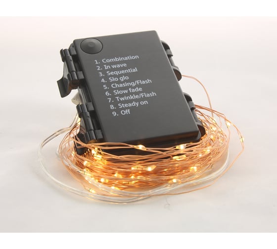 Декоративная гирлянда СТАРТ 100led 3аа 8 реж 10 м медь 16139