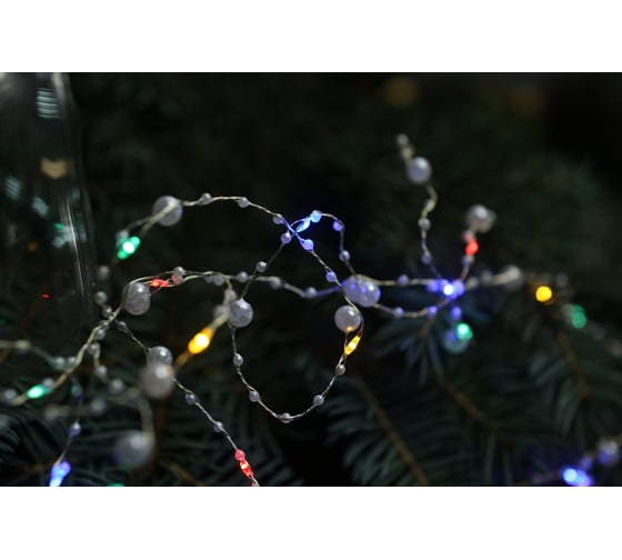 Декоративная гирлянда СТАРТ 20led 1 реж 2аа 2,3 м бусины мульти 17532