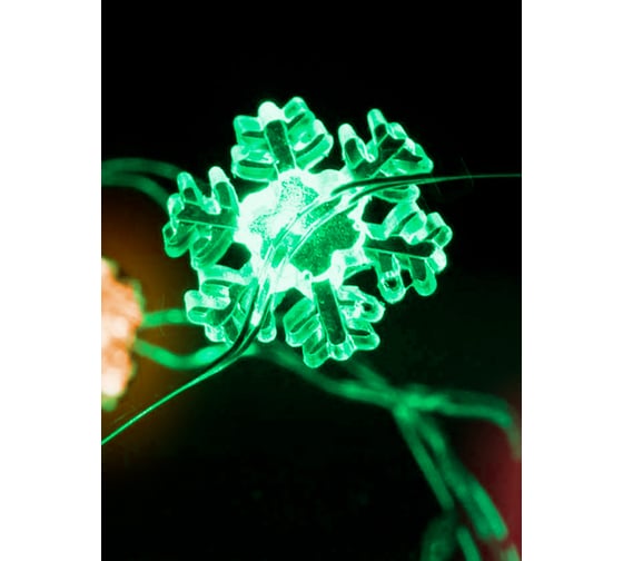 Светодиодная гирлянда Магия праздника "СНЕЖИНКИ", 200 LED, мноцвет., 2,8 м., GS IP20, 4.5 V MAG-G005-200