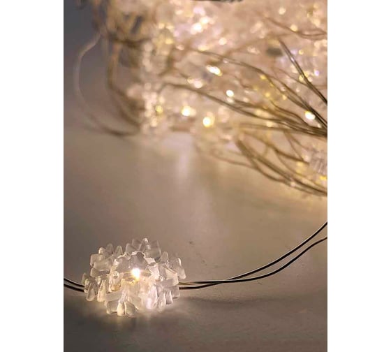 Светодиодная гирлянда Магия праздника "СНЕЖИНКИ", 360 LED, теп.бел., 1,5 м.,24 нит. GS IP20, 6 V,адаптер., MAG-G015-360