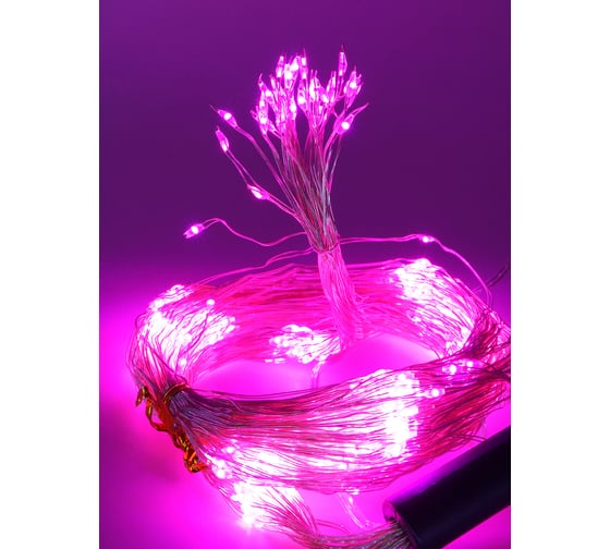 Светодиодная гирлянда Магия праздника "МУЛЬТИНИТЬ", 450 LED, розовый, 1,5 м. 30 нитей, IP20, 12V, адаптер, MAG-G012-450