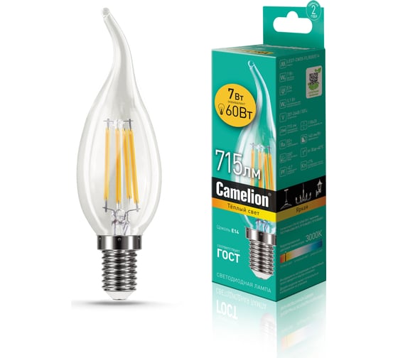 Светодиодная лампа Camelion  LED7-CW35-FL/830/E14 13454