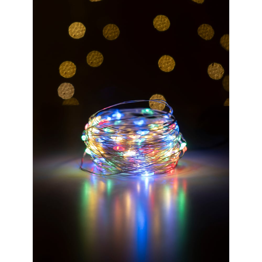 Декоративная гирлянда СТАРТ 100led, 3аа, 8 режимов, 10 м, медь, цветная ...
