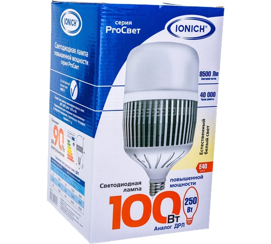 Светодиодная лампа высокой мощности IONICH ILED-SMD2835-Т152-100-8500-220-4-E40 1143 1114