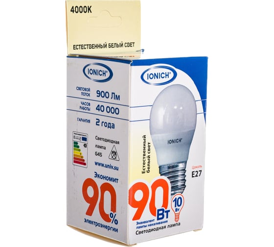 Светодиодная лампа IONICH декоративное освещение ILED-SMD2835-G45-10-900-230-4-E27 1555