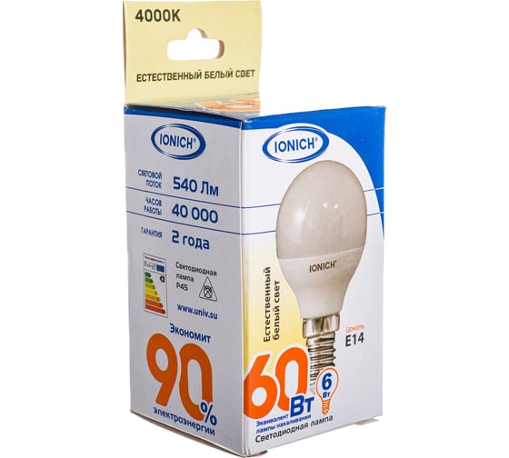 Светодиодная лампа IONICH декоративное освещение ILED-SMD2835-P45-6-540-230-4-E14 0156 1547