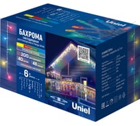 Светодиодная бахрома Uniel со статическим свечением, 6м. Соединяемая ULD-B6007-200/STK MULTI IP44 UL-00010888