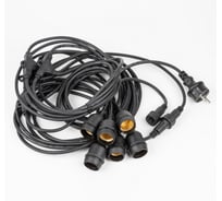 Гирлянда Uniel для освещения теплиц 5м + 3м сетевой шнур 6 подвесов 1м с патроном E27 шаг 100см UDL-K230 6/E27/5M IP54 BLACK BELT-LIGHT GREENHOUSE UL-00010925