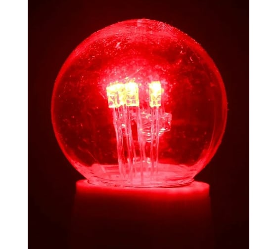 Светодиодная лампа-шар для украшения NEON-NIGHT диаметр 45 мм, цоколь e27, 6 LED, 1 Вт красная 405-122