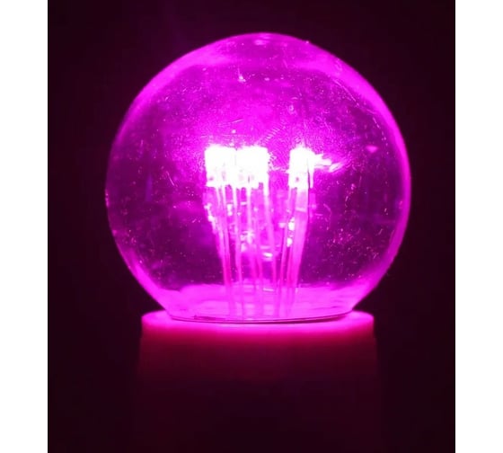 Светодиодная лампа-шар для украшения NEON-NIGHT диаметр 45 мм, цоколь e27, 6 LED, 1 Вт розовая 405-127