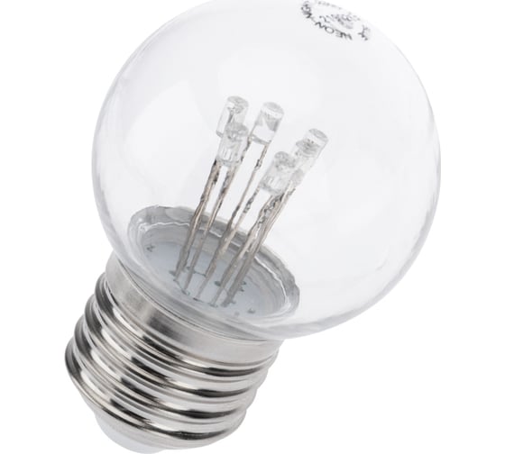 Светодиодная лампа-шар для украшения NEON-NIGHT диаметр 45 мм, цоколь e27, 6 LED, 1 Вт белая 405-125