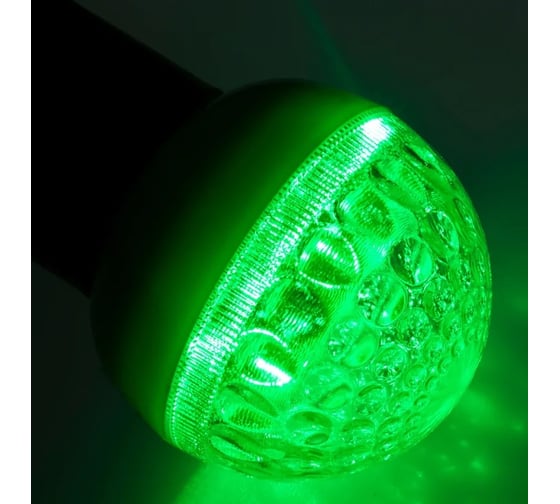 Светодиодная лампа-шар для украшения NEON-NIGHT диаметр 50 мм, цоколь е27, 9 LED, 1 Вт зеленая 405-214