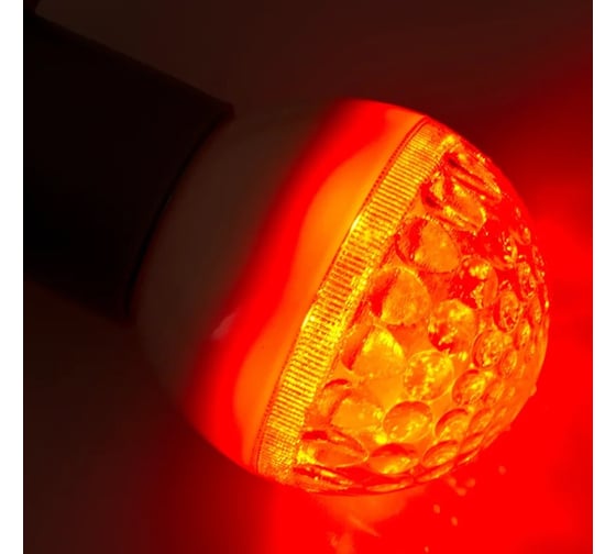 Светодиодная лампа-шар для украшения NEON-NIGHT диаметр 50 мм, цоколь е27, 9 LED, 1 Вт красная 405-212