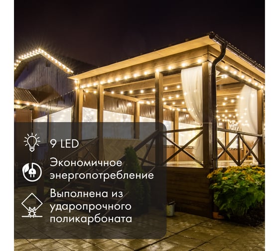 Светодиодная лампа-шар для украшения Neon-Night 50 мм цоколь E27 9 LED 1 Вт тепло-белая 405-216