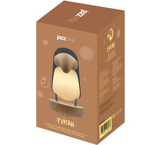 Светильник Jazzway светодиодный настольный ТУКАН JS5-TOCO-BK 2.4Вт 190лм 3000К ночник питание от USB (в комплекте) черный 5048133