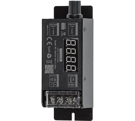 Контроллер MAKSILED tuya, 12-24в, 1x25a, ip20, пластик, 103x40x24мм ML-DIM100-25A-2.4GHz