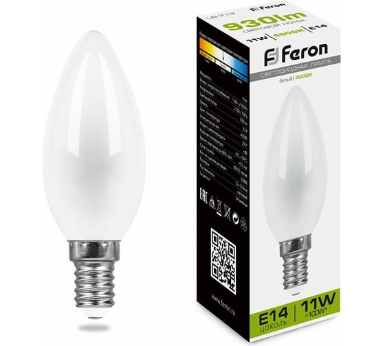 Светодиодная лампа FERON 11W 230V E14 4000K матовая, LB-713 38007