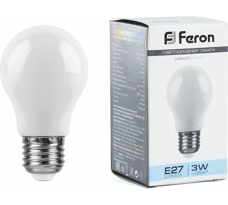 Светодиодная лампа FERON 3W 230V E27 6400K, LB-375 25920