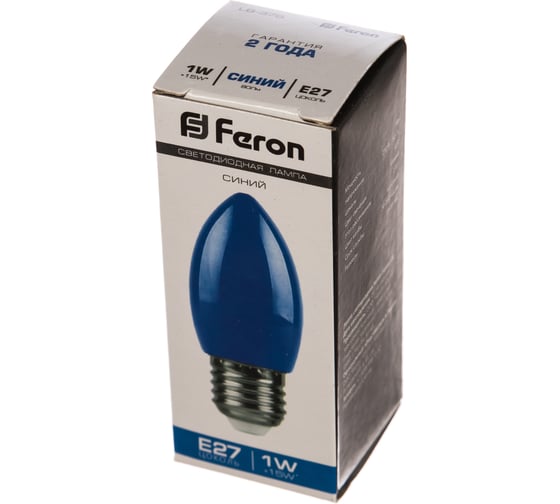 Светодиодная лампа FERON 1W 230V E27 синий, LB-376 25925