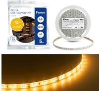 Светодиодная LED лента FERON LS603, 60SMD(2835)/м 4.8Вт/м 5м IP20 12V желтый 27670