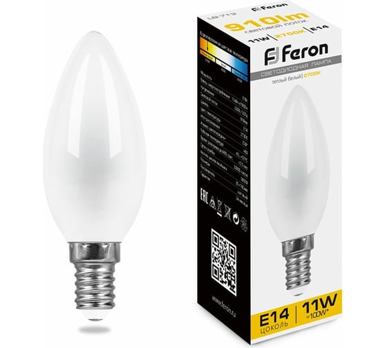 Светодиодная лампа FERON 11W 230V E14 2700K матовая, LB-713 38005
